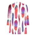 thumbnail image 4 of Penkiiy Womens Feather Printed Tunic Tops 3/4 Sleeve Zip up Tops Dressy Casual Blouses V Neck Work Shirts to Wear with Leggings XL Multicolor, 4 of 5