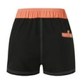 thumbnail image 4 of B91xZ Shorts en Lin d'Été pour Femmes Taille Haute Extensible avec Poches, Orange TTG, 4 of 5