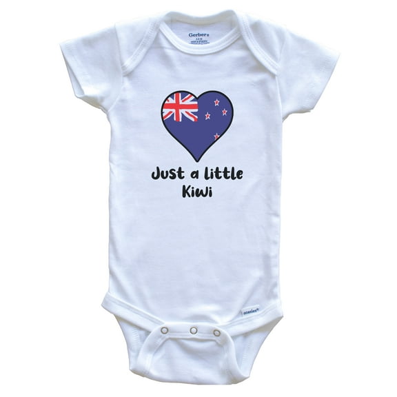 Just A Little Kiwi New Zealand Flag Heart Baby Bodysuit