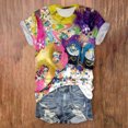 thumbnail image 2 of PMUYBHF T-Shirt Décontracté Mode Femme Col Rond Manches Courtes Imprimé Couleur 8190 m, 2 of 4