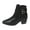 Black, variant on Black Women Pointed Toe Ankle Boots Side Zipper Chunky Heel Belt Buckle For Winter Wear