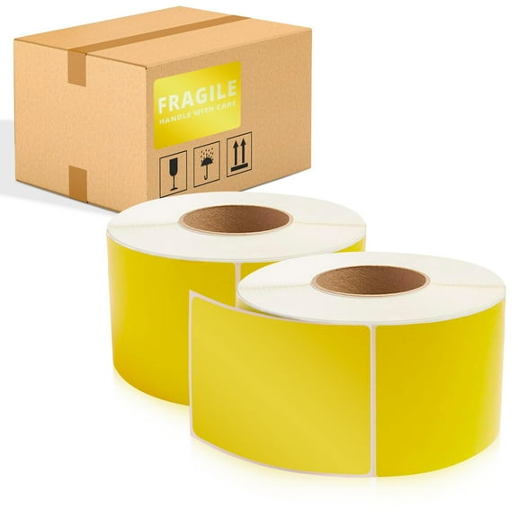 Yellow Direct Thermal Labels, Freezer Grade Self-Adhesive, 4000 Count, 4 x 6 in