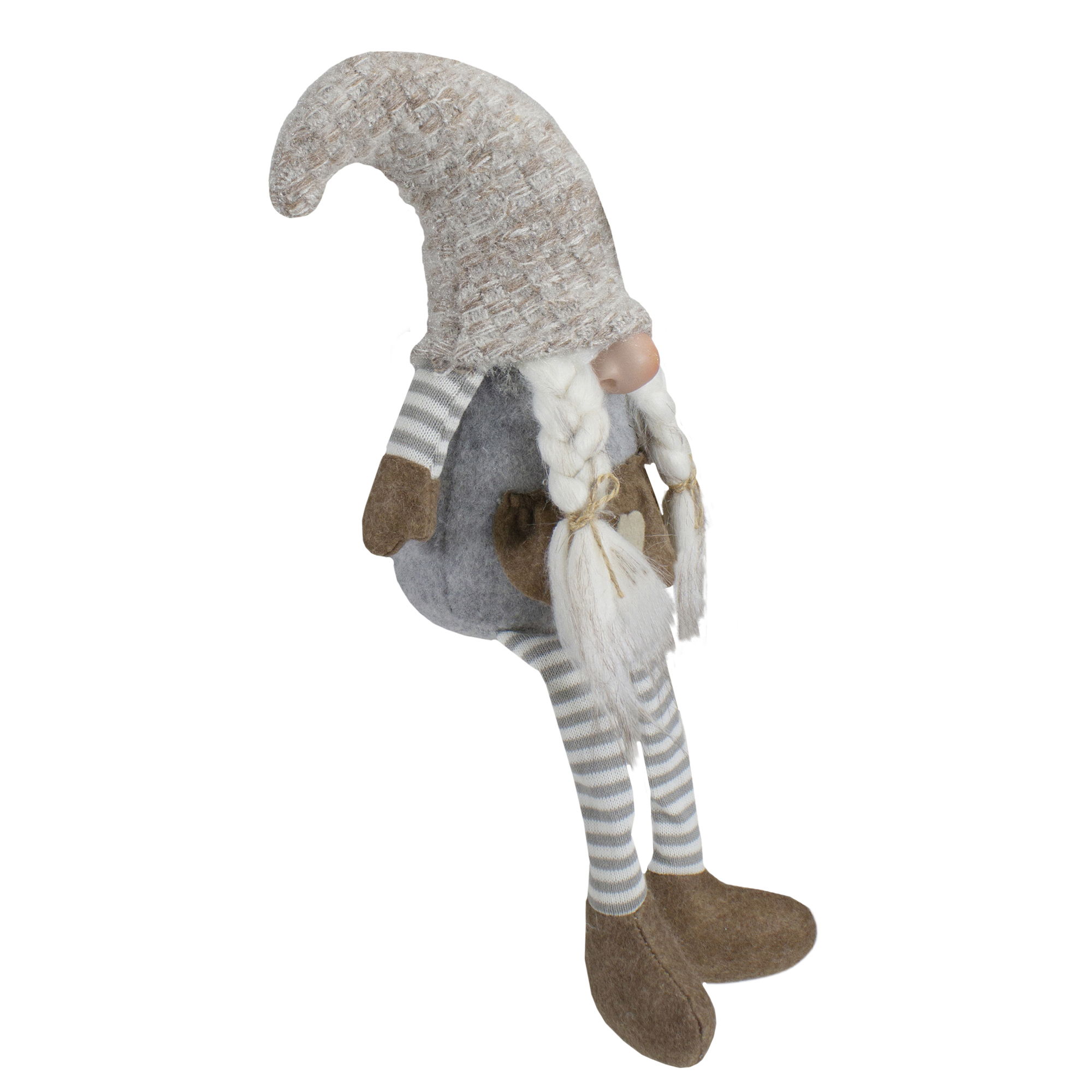 Northlight Sitting Girl with Braids Christmas Gnome Figure - 7.5" - Gray and Beige
