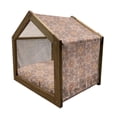 thumbnail image 2 of Ethnic Pet House, Vintage Round Pattern Style Brown Tones Spring Flowers Illustrations, Outdoor & Indoor Portable Dog Kennel with Pillow and Cover, 5 Sizes, Brown Pale Brown, by Ambesonne, 2 of 5