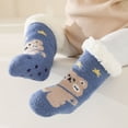 thumbnail image 6 of Odeerbi Baby Toddler Socks Boys Girls Solid Color Cartoon Socks Keep Warm Plush Kids Soft Non-slip Indoor Socks Khaki, 6 of 9