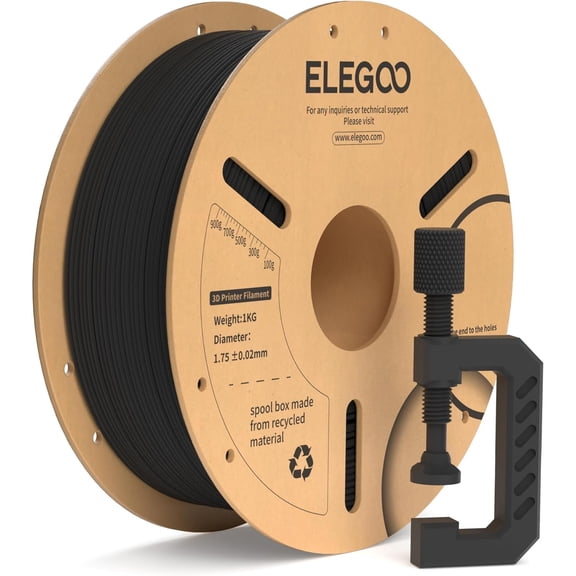 Carbon Fiber PLA Filament 1.75mm Black 1KG, PLA-CF Strong 3D Printer Filament Dimensional Accuracy  /- 0.02mm, 1kg Cardboard Spool(2.2lbs) Fits for Most FDM 3D Printers