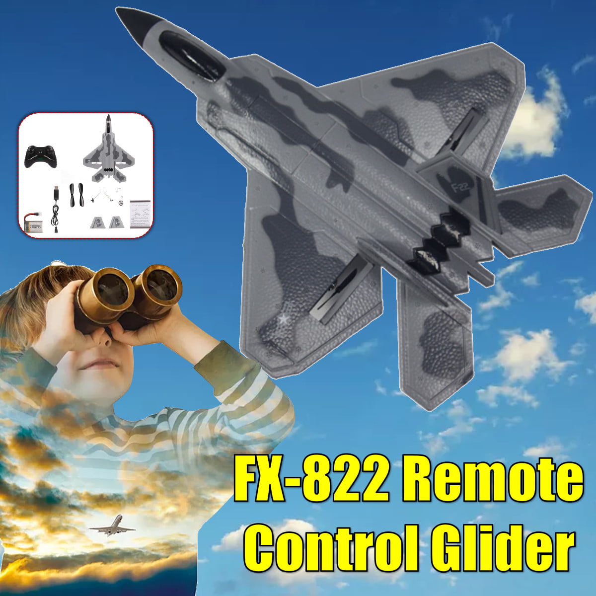 Fx822 F-22 Raptor Model Fighter Airplane 2Ch Epp 2.4G Remote Control  Airplane Fixed-Wing Rtf Toy Jet Model Aircraft Xmas Gift | Walmart Canada