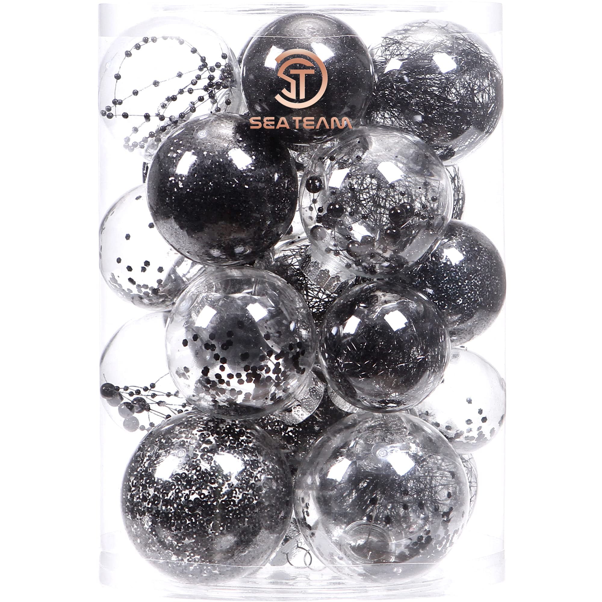 Sea Team MultiSize Shatterproof Clear Plastic Christmas Ball Ornaments