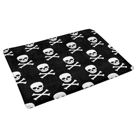 Pop Raster White Skull And Crossbones On Black Doormat Non Slip Indoor Outdoor Doormat Floor Mat Home Decor Entrance Rug 30x18 Inches