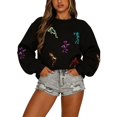 thumbnail image 2 of JIAYUE Women Halloween Sweatshirt Skeleton Embroidery Crew Neck Long Sleeve Loose Fit Pullover Casual Tops Outdoor Versatile For Daily Comfortable Wear, 2 of 4