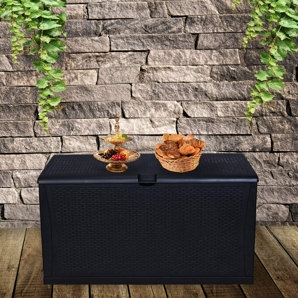 Ainfox 120 Gallon Patio Storage Deck Box Outdoor Storage Plastic Bench