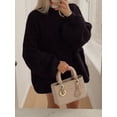 thumbnail image 4 of Women'S Fall Turtle Neck Oversized Sweaters Long Sleeve Chunky Knit Pullover Tops Winter Fashion Clothes Black L, 4 of 7