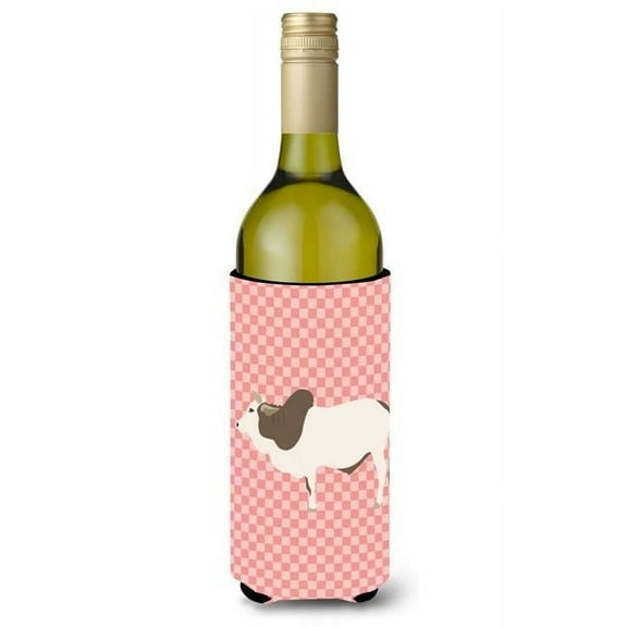 Malvi Cow Pink Check Wine Bottle Beverge Insulator Hugger