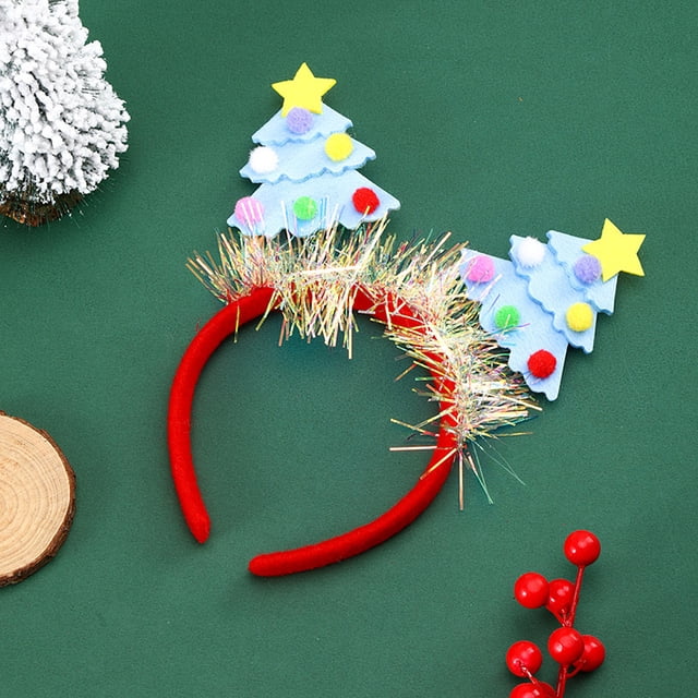 pstuiky Diademas de tela con forma de árbol de Navidad, hebillas, accesorios para la cabeza, decoraciones para fiestas de adultos y niños