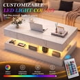 thumbnail image 3 of UHOMEPRO White LED Coffee Table, Modern High Gloss Living Room Table Center Table with Storage Drawers, Remote Control and Marbling Print, 3 of 8