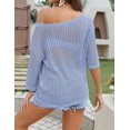 thumbnail image 5 of Zeagoo Crochet Tops for Women Fashion Summer Sweater 2025 Short Sleeve Off Shoulder Knit Pullover Shirts, 5 of 6