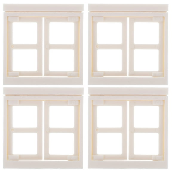 WEUVEB Dollhouse Plastic White, 4 Pieces Realistic Miniature Window Accessories, Easy to Install for Dollhouse Decoration