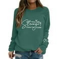 thumbnail image 2 of BODOAO You Are Stronger Than The Storm Sweatshirt Crewneck Long Sleeve Shirt Positive Letter Print Shirt Motivational Pullover Sweater Fall Outfits Comfy Tunic Tops Christian Sweatshirt Women JN L, 2 of 5