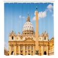 thumbnail image 3 of Obelisk Shower Curtain, Day Time Photo of Historic St. Peter's Building Renaissance Architecture Traveling, Fabric Bathroom Set with Hooks, 69W X 84L Inches Extra Long, Multicolor, by Ambesonne, 3 of 3