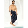 thumbnail image 2 of LA LEELA Men's Swimwear Beach Summer Pareo Long Sarong Wrap One Size Blue, Leaves Vacation Holiday Aloha, 2 of 5