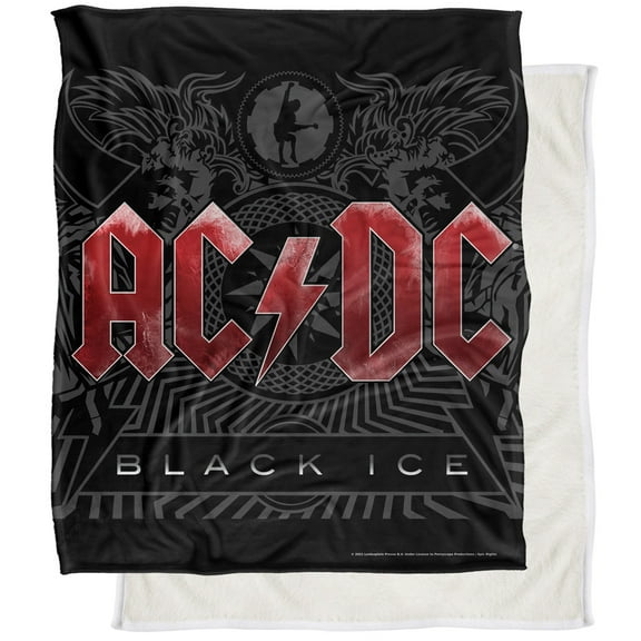 ACDC Blanket, 50"x60", Black Ice, Silky Touch Sherpa Back Super Soft Throw Blanket