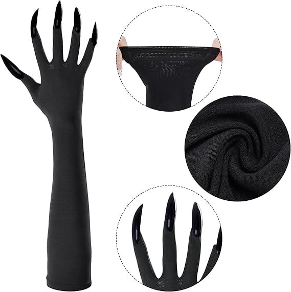 Halloween Claw Gloves with Long Fake Nails for Costume Parties and Stage Performances