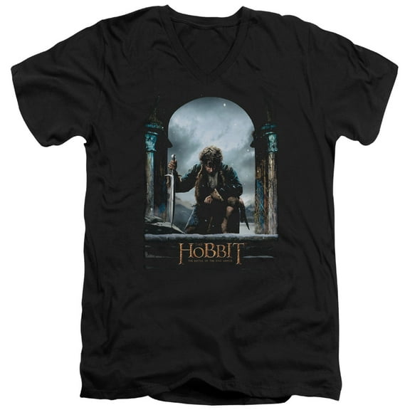 Hobbit - Bilbo Poster - Slim Fit V Neck Shirt - Large
