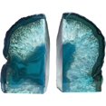 thumbnail image 1 of AMOYSTONE Dyed Teal/Aqua Agate Bookends Crystal Stone for Study Room Office Books Rack 4-6 lbs, 1 of 8
