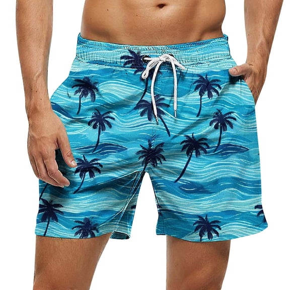 Timoontee Men's Graphic Print Shorts Summer Hawaiian Casual Shorts Elastic Waist Drawstring Swim Trunks Loose Beach & Pool Shorts Multicolor XXXXXL