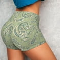 thumbnail image 6 of Seamless Workout Shorts Women - Flower Paisley Light Green Biker Gym Running Yoga Spandex Shorts for Women, 6 of 7