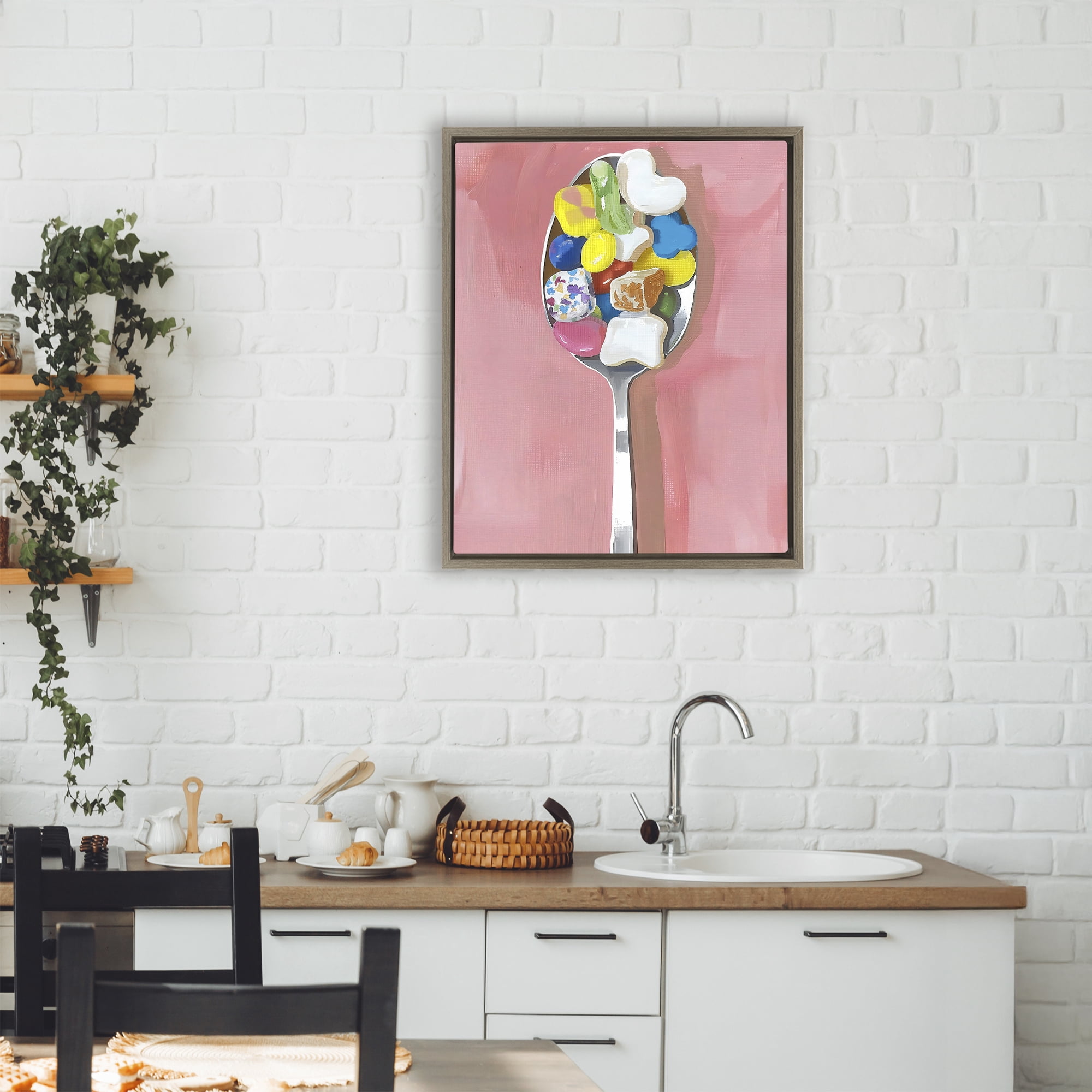 Stupell Industries Nostalgic Fun Breakfast Spoon Brown Framed Floater Canvas Wall Art, design by The Prints Vibe