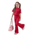 thumbnail image 2 of BVWKPCV Tween Girl Clothes 2 Piece Outfit Casual T-Shirt Tops & Flare Pants for Girls Outfits Size 7-14 Red 2-3Y, 2 of 7