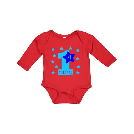 

Inktastic 1st Birthday Boy Stars Gift Baby Boy Long Sleeve Bodysuit