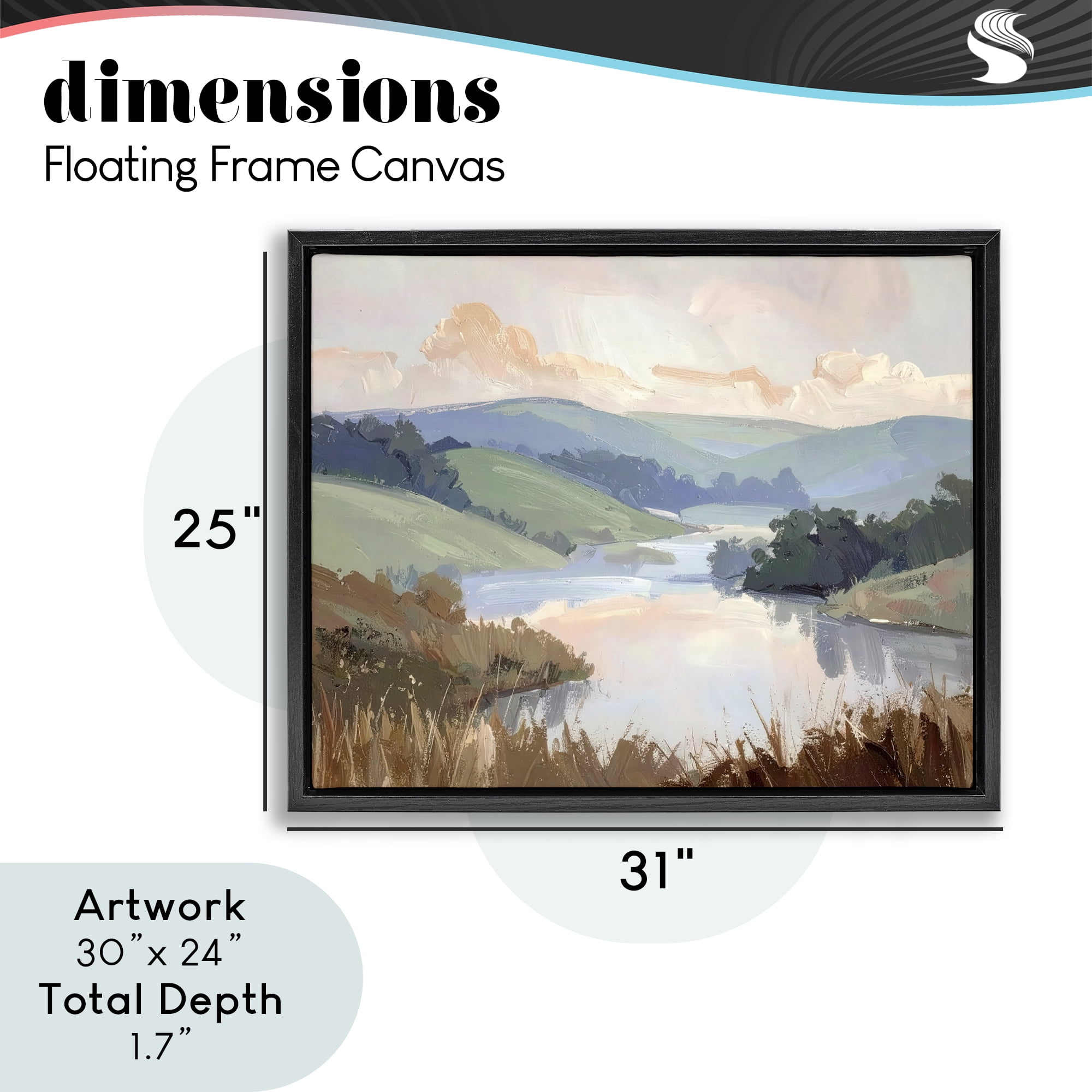 Stupell Industries Muted Distant Mountains Black Framed Floater Canvas Wall Art, design by Alonza Saunders