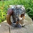 thumbnail image 2 of Stainless Steel Skull Mug Viking ram homed Pit Lord Warrior Beer Goat Horn Resin tankard Coffee Mugs Tea Cup Halloween bar Gift, 2 of 6