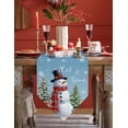 thumbnail image 4 of Table Runner Dresser Scarves Farm Christmas Tree Snowman Cotton Linen Burlap Table Cover Snowflake Texture on Blue Table Runners for Family Kitchen Dining Holiday Party Banquet Decor, 4 of 5
