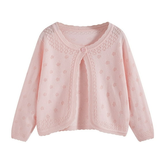 Auroural Sweaters for Girls Size 10-12 Children's Solid Color Round Neck Long Sleeved Knitted Cardigan Medium And Large Children's Casual Comfortable Jacket