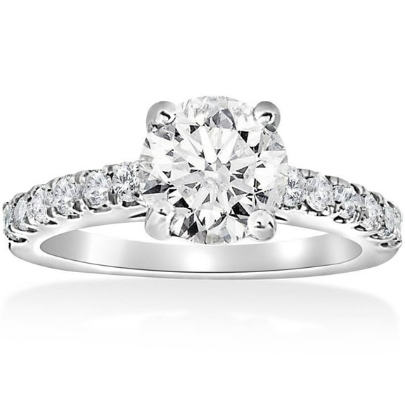 Edge Jewel 14K White Gold Over Ring Clearance - 1.8 Ct VVS1/D Round Cut Lab Created Simulated Diamond Rings - Silver Diamond Special Occasion Ring - Causal Office Wear Ring - Graduation Gift