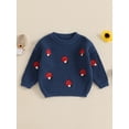 thumbnail image 2 of SUNSIOM Pull pour Bébé Fille Garçon Surdimensionné Broderie Champignon Manches Longues Tricoté Automne Hiver, 2 of 7