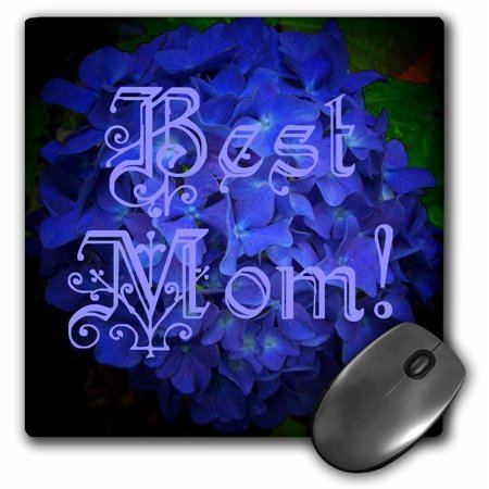 3dRose Best Mom with Blue Flowers, Mouse Pad, 8 by 8