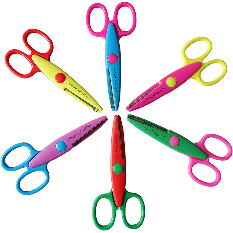 NOGIS Craft Scissors Decorative Edge, ABS Resin Scrapbook Scissors with 6  Pattern, Safe for Kids, Smoothly Cutting, Set of 6, Funny&Colorful