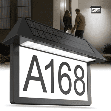 Solar Address Sign, Lighted Address Plaque Outdoor Waterproof, Illuminated Address Numbers, House Numbers for Outside