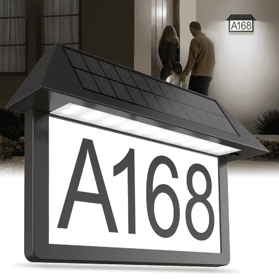Solar Address Sign, Lighted Address Plaque Outdoor Waterproof, Illuminated Address Numbers, House Numbers for Outside