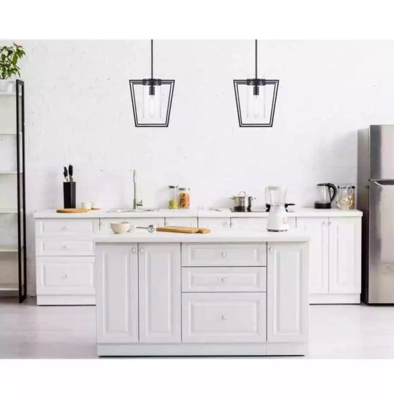 Open Box Monteaux Lighting 12 in. 1-Light Black Pendant Light Fixture w/Clear Glass