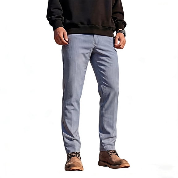 GINGTTO Men's Casual Slim Fit Pants - Stretch Light Grey Chino Trousers for Work & Weekend