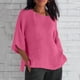 thumbnail image 2 of Tops de Mujer Elegantes Blusas Casuales Camisas de Moda Mangas Recortadas Cuello Redondo Línea de Algodón Camisa Suelta Blusa Odeerbi  ODB154940, 2 of 7