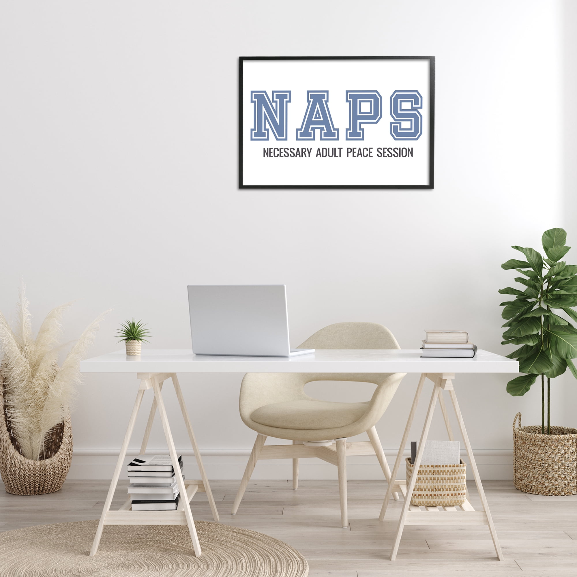 Stupell Industries Funny Naps Phrase Typography Painting Black Framed Art Print Wall Art, 30 x 20