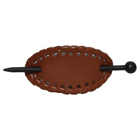 Oval Hair Pin with Edge Weaving - Tan, Made with Faux Leather By Gravity