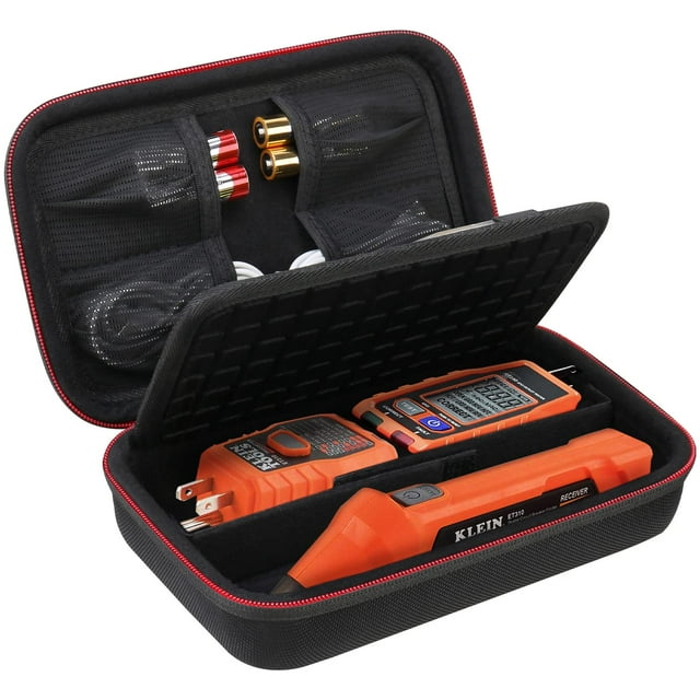 Elonbo Carrying Case for Klein Tools ET310 AC Circuit Breaker Finder & 80041 Outlet Repair Tool Kit & RT250 for GFCI Receptacle Tester, Electrical Tools Storage Organizer Holder Bag, Black