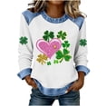 thumbnail image 3 of TaTaai Women's St. Patrick's Festival Top Long Sleeve Round Neck Patchwork Design Casual Irish Holiday Spring Celebration Blouse Gift, 3 of 5